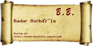 Badar Borbála névjegykártya